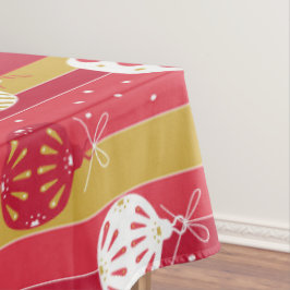 レッドイエロークリスマスツリーオーナメント テーブルクロス