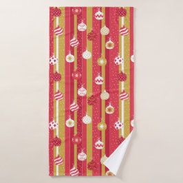 レッドイエロークリスマスツリーオーナメント バスタオル