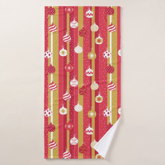 レッドイエロークリスマスツリーオーナメント バスタオル (バスタオル)