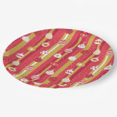 レッドイエロークリスマスツリーオーナメント ペーパープレート (アングル)