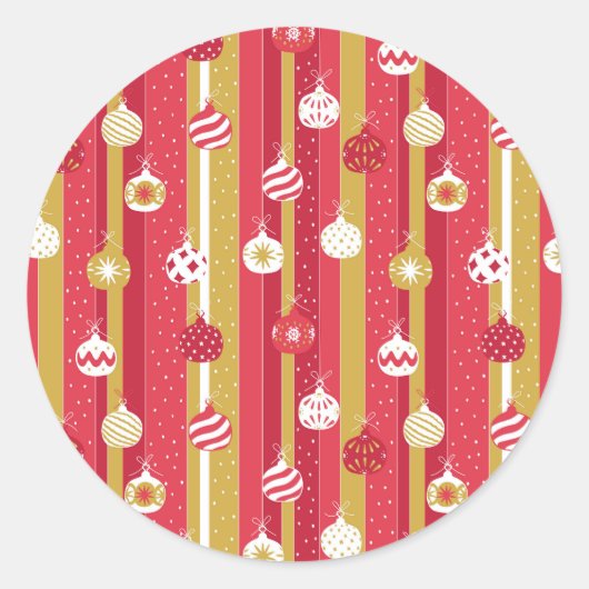 レッドイエロークリスマスツリーオーナメント ラウンドシール (正面)