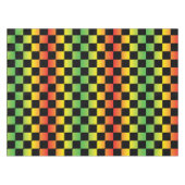 レッドイエローグリーングラデーションラスタ市松模様に テーブルクロス (正面(横))