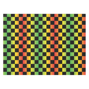 レッドイエローグリーングラデーションラスタ市松模様に テーブルクロス
