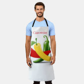 レッドイエローグリーンチリ唐辛子サンダー_コーブ エプロン (着用した状態)