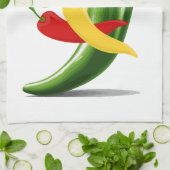 レッドイエローグリーンチリ唐辛子サンダー_コーブ キッチンタオル (折り畳み)