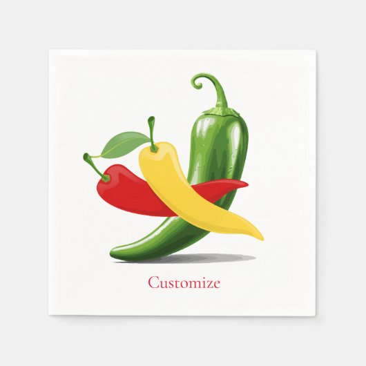 レッドイエローグリーンチリ唐辛子サンダー_コーブ スタンダードカクテルナプキン (正面)