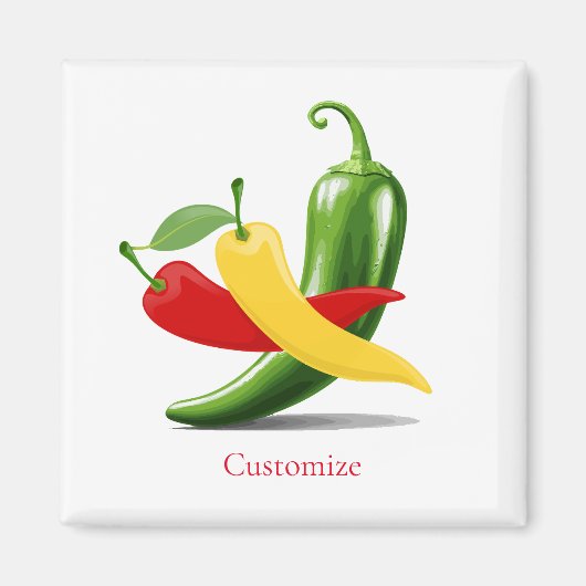 レッドイエローグリーンチリ唐辛子サンダー_コーブ マグネット (正面)