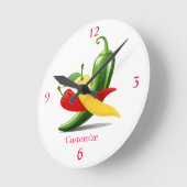 レッドイエローグリーンチリ唐辛子サンダー_コーブ ラウンド壁時計 (傾斜)