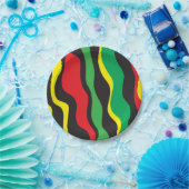 レッドイエローグリーンブラックラスタ波パーティー ペーパープレート (パーティー)