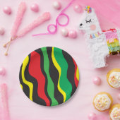 レッドイエローグリーンブラックラスタ波パーティー ペーパープレート (パーティー)