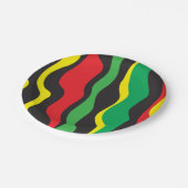 レッドイエローグリーンブラックラスタ波パーティー ペーパープレート (アングル)