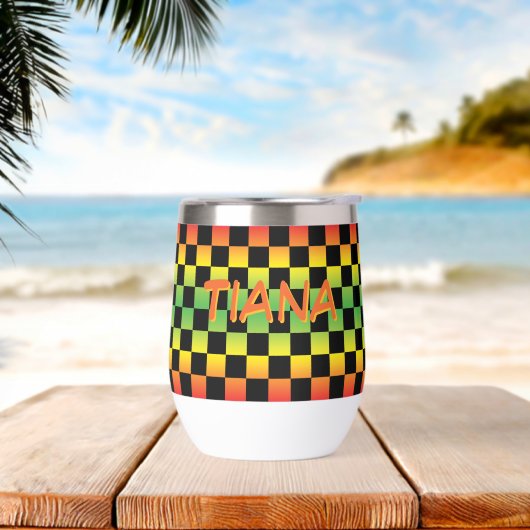 レッドイエローグリーンラスタグラデーションモノグラム (ビーチ)