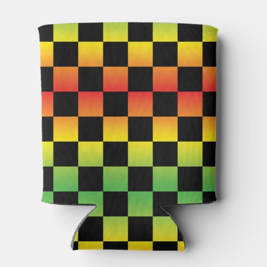 レッドイエローグリーンラスタグラデーションモノグラム 缶クーラー (裏面)