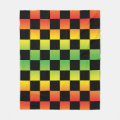 レッドイエローグリーンラスタチェッグラデーションカーボード フリースブランケット (正面)