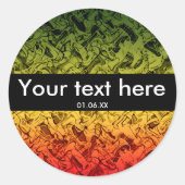 レッドイエローグリーン抽象芸術アートスモークステッカー ラウンドシール (正面)