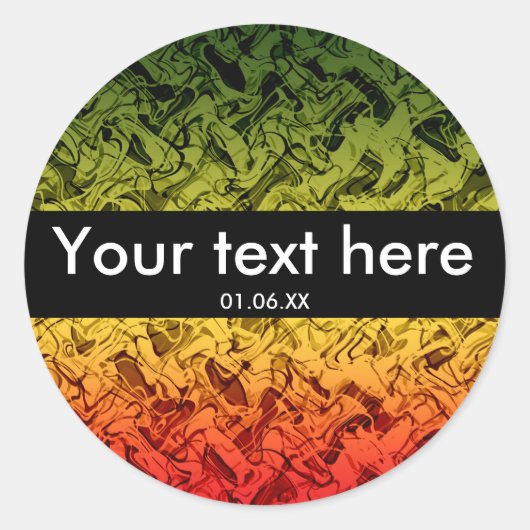 レッドイエローグリーン抽象芸術アートスモークステッカー ラウンドシール (正面)