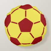 レッドイエローサッカーボールスポーツチーム円枕 ラウンドクッション (裏面)