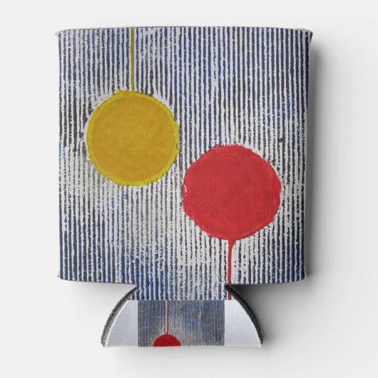 レッドイエローサンスポット水玉模様抽象芸術 缶クーラー (正面)