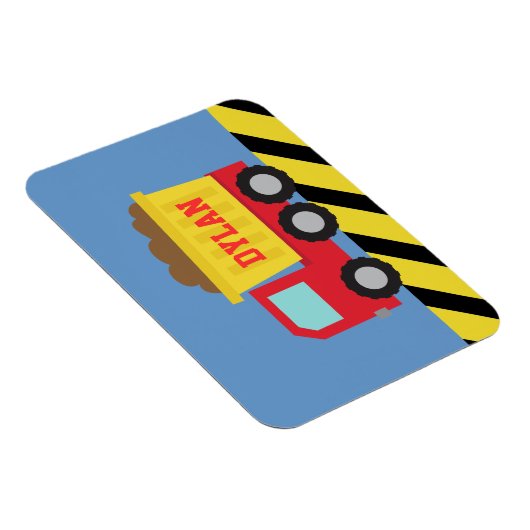 レッドイエローダンプトラックキッズマパーソナライズされたグネット マグネット (右側)