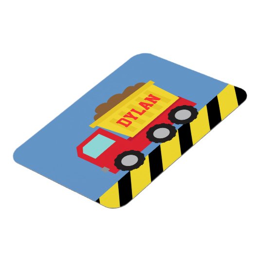 レッドイエローダンプトラックキッズマパーソナライズされたグネット マグネット (左側)