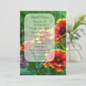 レッドイエローデイジーフローラブライダルシャワー招待状 招待状 (スタンド正面)