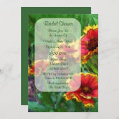 レッドイエローデイジーフローラブライダルシャワー招待状 招待状 (正面/裏面)