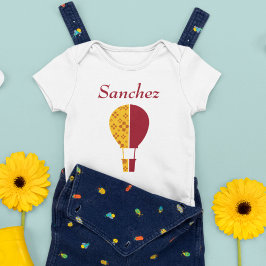 レッドイエローニューメキシコZiaホットエアバルーン ベビーボディスーツ