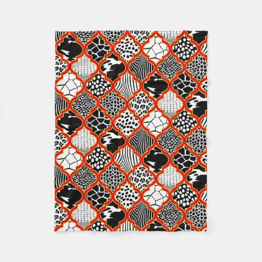 レッドイエローハリウッドアニマルプリント フリースブランケット (正面)