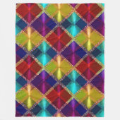 レッドイエローパープルグリッタープレイドデザイン フリースブランケット (正面)