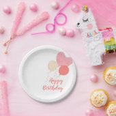 レッドイエローピンクかわいいバルーンハッピーバースデー ペーパープレート (パーティー)