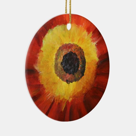 レッドイエローフラワーアートサークルオーナメント セラミックオーナメント (右)