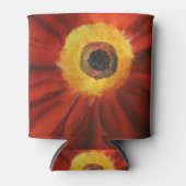 レッドイエローフラワー絵画ズカスタムクーラーボックス 缶クーラー (正面)