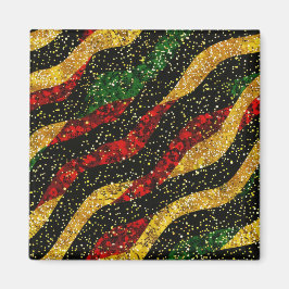 レッドイエローブラックウェーブオブフェスティバルグリッター マグネット