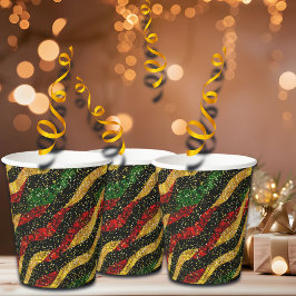 レッドイエローブラックウェーブオブフェスティバルグリッター 紙コップ