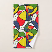 レッドイエローブルーグリーンビーチボール バスタオルセット (ハンドタオル)