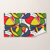 レッドイエローブルーグリーンビーチボール バスタオルセット (ハンドタオル)