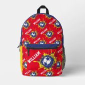 レッドイエローブルーサッカースプラットカスタム プリントバックパック (正面)
