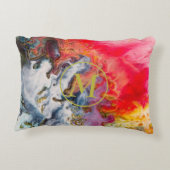 レッドイエローブルースパープル抽象芸術アートモノグラム アクセントクッション (裏面)