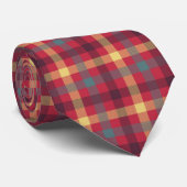 レッドイエローブルータータンチェックプレイドメンズ ネクタイ (ロール)