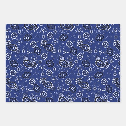 レッドイエローブルーバンダナクラシックパターンおもしろい ラッピングペーパーシート (正面3)