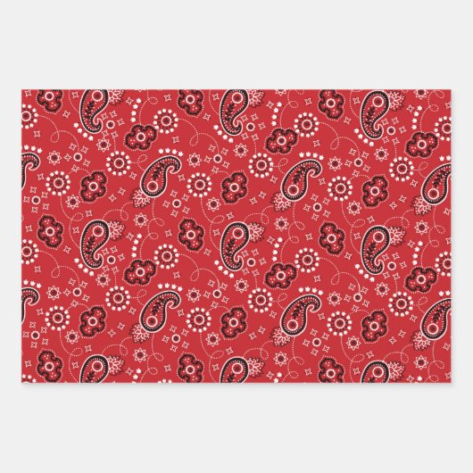 レッドイエローブルーバンダナクラシックパターンおもしろい ラッピングペーパーシート (正面)