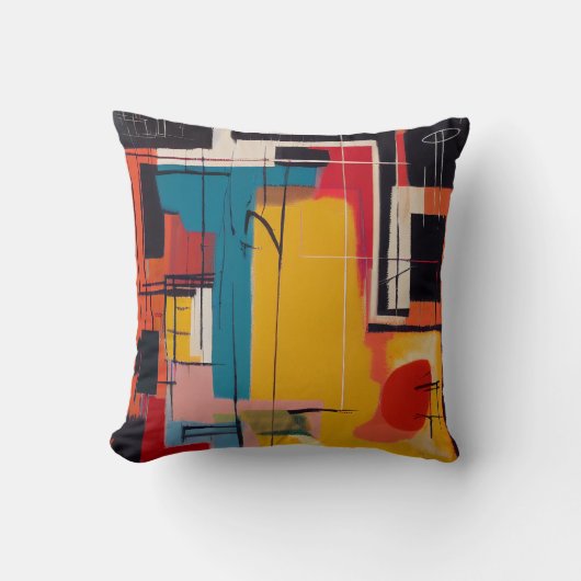 レッドイエローブルー – モンドリアン抽象芸術モダニストアート クッション (正面)