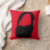レッドイエローヘッドフォンポップ・アートのアートヘッドフォン クッション (ブランケット)