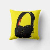 レッドイエローヘッドフォンポップ・アートのアートヘッドフォン クッション (裏面)