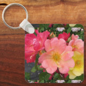 レッドイエローローズフラワーフローラバラキーリング キーホルダー (正面)
