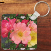 レッドイエローローズフラワーフローラバラキーリング キーホルダー (裏面)