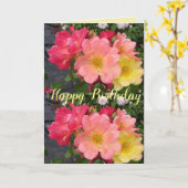 レッドイエローローズフラワーフローラヴィンテージバラカード カード (黄色い花)