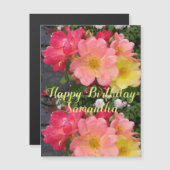 レッドイエローローズフラワーフローラ誕生日バラ (正面/裏面)