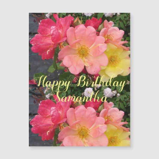 レッドイエローローズフラワーフローラ誕生日バラ (正面)