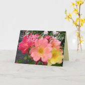 レッドイエローヴィンテージバラバラ花誕生日車 カード (黄色い花)